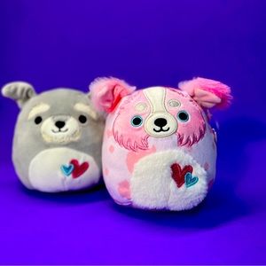 Squishmallows Bundle of Two Doggies Magnus and Shaun Valentine’s Day Love, Heart